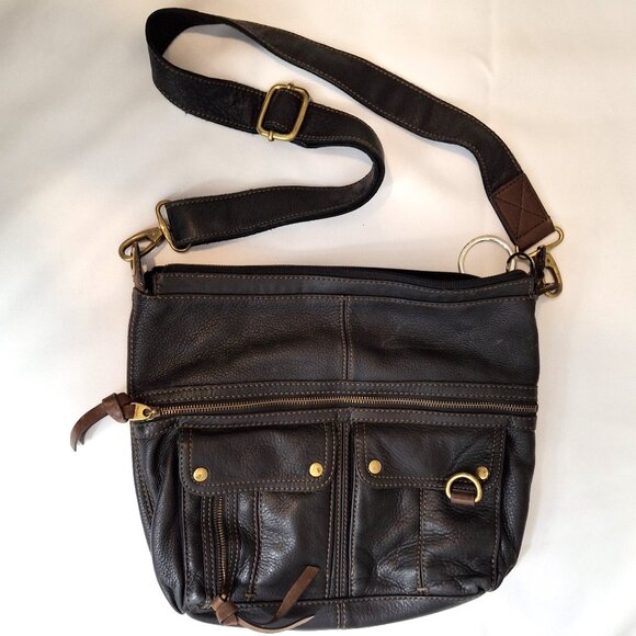Vintage Fossil Morgan Crossbody Messenger Travel Bag Many Pockets Soft Leather - Picture 1 of 16